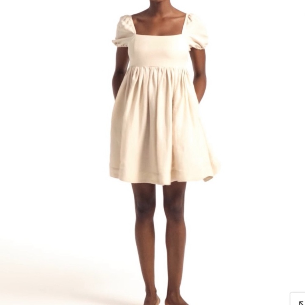 J Crew Puff-Sleeve Linen-Cupro dress